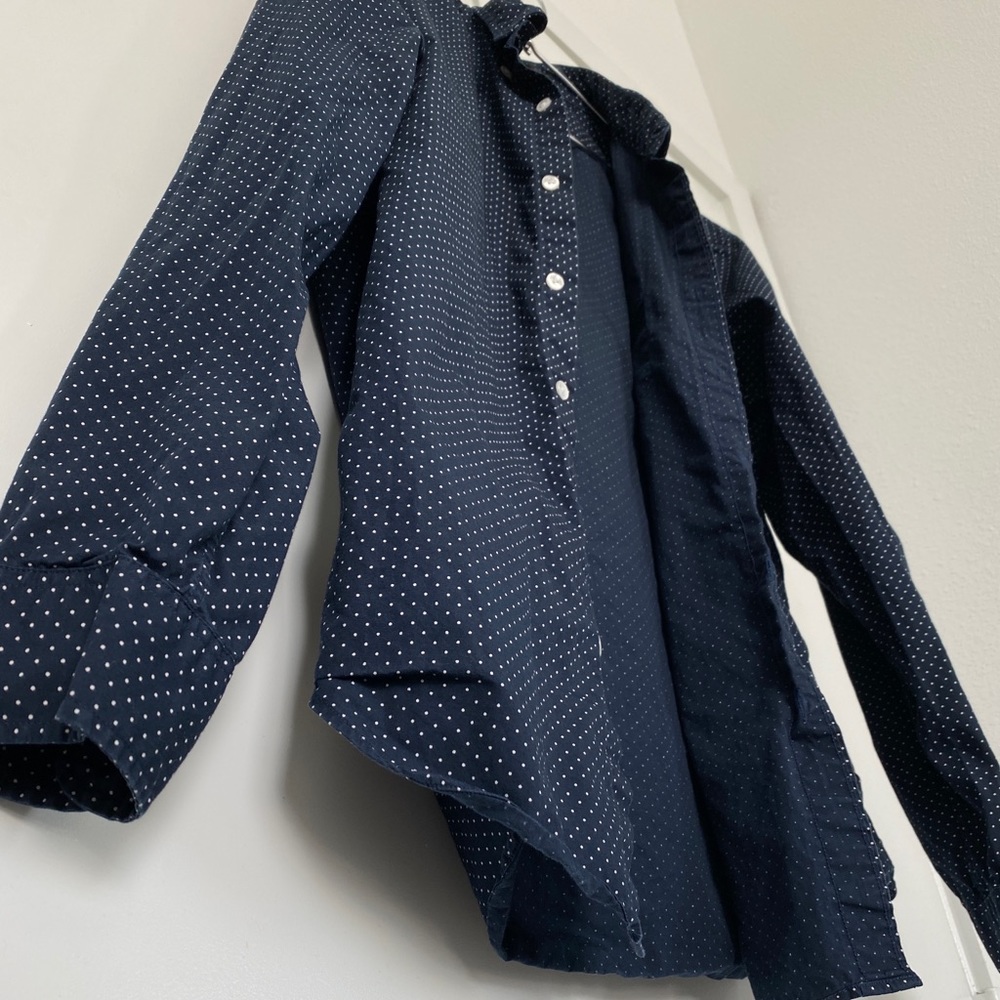J. Crew Navy Blue Patterned Button Down Slim Medi… - image 5